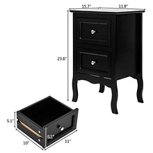 ZZFF Camere da Comodino a Due Piani in Stile Paese Grande Comodino Nero (Color : Black)