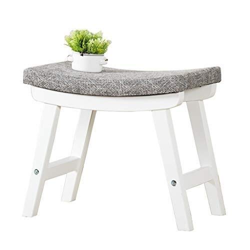 YANG Mobili Imbottiti poggiapiedi Dressing Table Sgabello in Legno Change Scarpe banco concavo Seduta Pouf ottomano con Copertina in Lino Rimovibile, Carico Massimo 200kg, 49x31x42cm