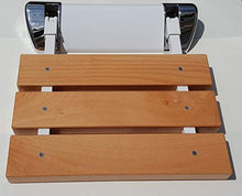 Sedile da doccia pieghevole con seduta in legno di faggio naturale – carico massimo 150 kg per il bagno – Sgabello da doccia con fissaggio a parete