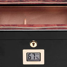 SCDZS Gloss Cigar Humidor Cigar Box for 35 sigari, Legno di Cedro Cigar Box, Desktop Humidor con igrometro e umidificatore di Lusso (Dimensione: 29.5x24.7x11.2cm)