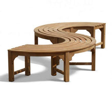 Panca Rotonda a Forma di S Fermo, Resistente alle intemperie, in Teak Massiccio, Diametro Esterno 165 cm, Rotonda o semicircolare 360°