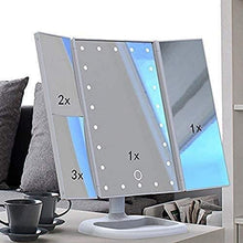 Specchio per il trucco Specchio per il trucco Specchio per il trucco illuminato, 22 LED Specchio per il trucco con luci, Specchio luminoso cosmetico, Touch screen di ingrandimento Tri-Fold 2X 3X Ingra
