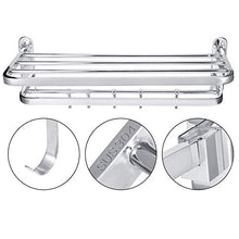 CHHD Portasciugamani, portasciugamani a Parete s Bagno ripiano Pieghevole in Acciaio Inox Doppio portasciugamani portasciugamani Appendiabiti con 5 Ganci per Bagno di casa Cucina WC Hot