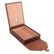 HGY Mini Cuoio Portatile Humidor Cigar Box Legno di Cedro portasigarette Contenitore di immagazzinaggio (Brown)