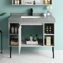 NgMik Cabinet Specchio Lavabo Semplice del Cabinet del gabinetto dello Specchio del gabinetto del Bagno del Bordo della Roccia Semplice Facile da Pulire (Color : Gray, Size : 50x100x85cm)