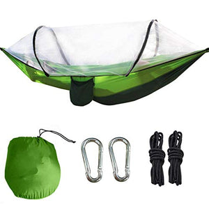 DAUERHAFT Amaca da Letto Doppia Portatile pensile, per Viaggi in Campeggio all'aperto(Dark Green And Fruit Green)