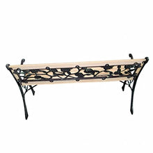 SHENGFENG Panca da giardino, in legno + ferro battuto + schienale in PVC, panca da seduti, panca da esterno, 122 x 73 x 34 cm