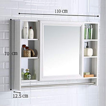 BXSZVOK Armadi A Specchio, 6 Spazi di Archiviazione Aperta, Grande capacità, Armadi di Stoccaggio di Bagno in Alluminio,110cm