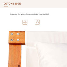Outsunny Amaca da Giardino con Struttura in Legno, Lettino in Cotone per 2 Persone con Cuscini, 200x150x45cm Bianco