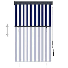 FAMIROSA Tenda a Rullo per Esterni 100x250 cm Blu e Bianca