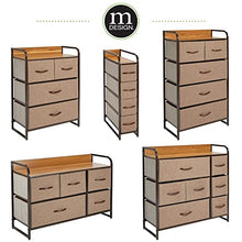 mDesign Elegante cassettiera con 3 cassetti grandi e 2 piccoli – Capiente canterano ideale per qualunque stanza della casa – Comò in metallo, legno MDF e tessuto – marrone chiaro