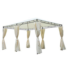 Outsunny Gazebo da Giardino 4x3M 6 Pareti Rimovibili Poliestere 400 x 300 x 255 cm Crema