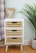 EliteKoopers - Cassettiera a 3 cassetti, colore: Bianco con cassetti in legno naturale con gambe rimovibili.
