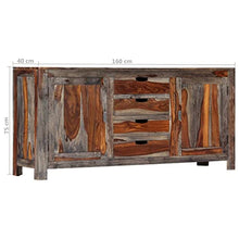 vidaXL Credenza Armadio Madia Resistente Solida Robusta Durevole Elegante Pratica Rustica di Tendenza Grigia 160x40x75 cm Legno Massello di Sheesham