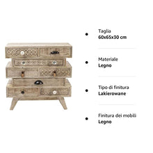 Kare Kommode Puro Butterfly Moebel, Legno, Marrone Chiaro, 60x65x30 cm