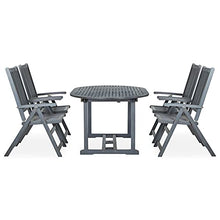Tidyard Set 5/7 pz da Pranzo da Giardino in Legno Massello di Acacia Grigio,Set Tavolo e Sedie da Giardino per Esterno in Legno,Set Tavolo Estensibile Allongabile e 4/6 Sedie da Giardino in Legno