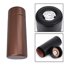 Tauzveok Portable Cigar Humidor Bagagli A Mano Pot Legno di Cedro per La Corsa Humidor con Igrometro A 5 Bastoni Cuoio Cigar Box di Stoccaggio,Marrone