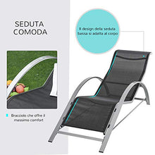 Outsunny Set 2 Sdraio da Giardino e Tavolino con Vetro, Lettino Prendisole con Tessuto Traspirante 59x169x66cm, Nero