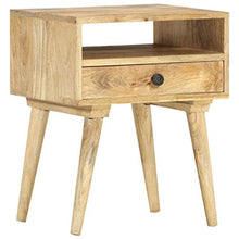Tidyard Comodino Camera da Letto Vintage in Legno Massello di Mango con Cassetto,Comodino Rustico 40x35x50 cm