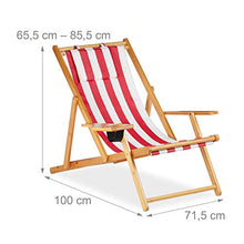 Relaxdays, Rosso Set 2 sedie, Sdraio Mare con Porta bevande, in Bambù, Braccioli, Richiudibile, Poliestere