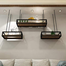 Organizza la Cucina Porta Bottiglie Appendere, portabottiglie Legno massello Ferro Americano, mensola Fiori Creativa Piante Decorative Scaffale Vino, per Cucina/Bar/Ristorante, Nero/Club di Can