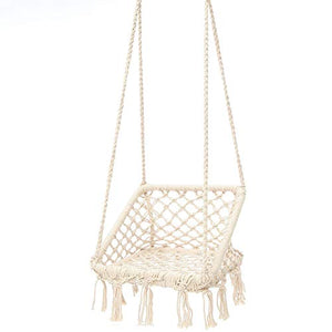 KPOON Sedia A Dondolo Sedia Sospesa Altalena Sedia Amaca macramè Sospesa in Cotone Sedile Corda Amaca Nappa Altalena Letto Portico per Terrazzi, Portici, Camere da Letto