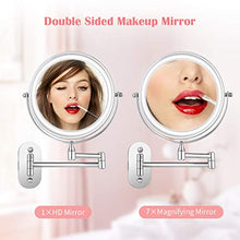 Himimi Specchio cosmetico a LED Illuminato con Specchio cosmetico ingrandimento 1x / 7X, Specchio cosmetico da Parete con Luce Touch Button Regolabile, Rotazione a 360 ° e Verticale