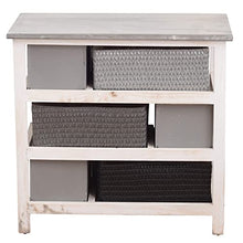Rebecca Mobili Cassettiera 6 cassetti, mobile multiuso moderno, legno vimini, bianco grigio, per camera e bagno - Misure: 53 x 56 x 27 cm (HxLxP) - Art. RE4326
