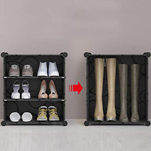 XWZH Cabinet Scarpe da Polvere Armadio di plastica Cubetti di stoccaggio ad Incastro per Vestiti, Modelli Decorativi traslucidi, Elegante Bianco e Nero (9 cubo)