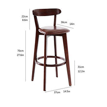 YS Sedia Sedia da Bar in Legno, Seduta in Legno Massello Sedia da Cucina per Colazione Sedia da Banco Cuscino in Pu Mobili Adatto per la Famiglia Milk Tea Cafe,Rosso
