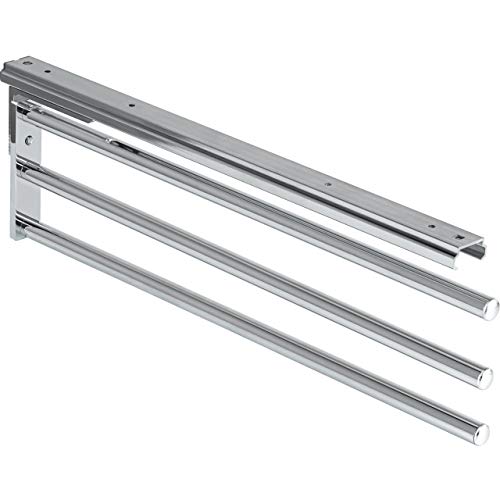Gedotec H6006 - Portasciugamani estraibile per bagno e cucina, cromato lucido, 3 bracci, lunghezza 465 mm, prodotto in Germania, 1 pezzo