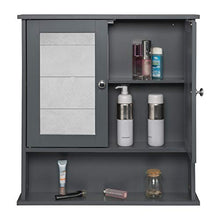 eSituro Armadietto Bagno con Specchio a Ante e Ripiani Regolabili Specchiera Contenitore Armadietto a Muro Grigio SBP0059
