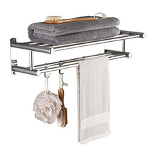 OLDJTK Porta Asciugamani con Doppio portasciugamani for Bagno (Acciaio Inossidabile 40 cm Montato a Parete) Organizer for mensola Doccia, Finitura Lucida