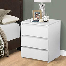 Comodino da notte con 3 cassetti, bianco, comodino ausiliario in stile nordico per camera da letto, 45 x 38 x 56 cm