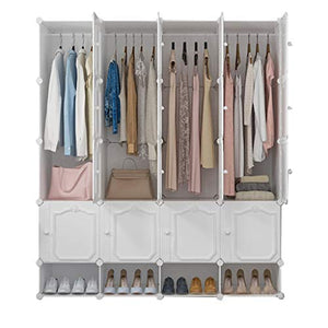 Locker 16-Portello dell'Armadio Armadio Shoes-Bit 4-Hanging Organizer di Plastica 4-Gitter Scaffali Abbigliamento Home Camera Bianco 147X47X165CM MUMUJIN