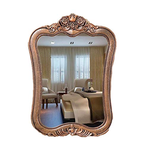 Relaxbx Specchio per Il Trucco Specchio a Parete Piccolo Bianco, Specchio Artigianale a Parete Grande Specchio Decorativo da Parete Specchio Specchio sospeso a Parete per Bagno (Colore: Ottone)