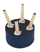 Suhu Puffo Sgabello in Tessuto Pouf Ottoman Contenitore Rotondo Pouff Poggiapiedi Salotto Puff per Bambini Piedi in Legno Blu