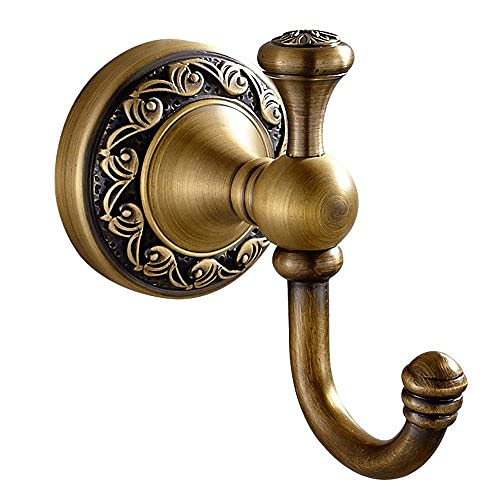 Weare Home - gancio portaasciugamani singolo in stile Retro, solido rivestimento in rame con incisioni in Bronzo, montaggio a parete, per bagno e cucina, accessori per la parete del bagno