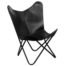 Butterfly Chair Black Vera Pelle Filly Handmade Salotto Loungebarbar da Giardino