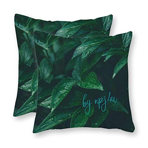 happygoluck1y - Set di 2 federe per cuscini decorativi in campagna, 45 cm x 45 cm, motivo piante verdi