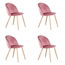 EGOONM Set di 2/4 Sedie da Pranzo in Velluto,Morbidi Cuscini in Velluto Seduta e Schienale con Gambe in Metallo Sedie da Cucina per Sala da Pranzo e Soggiorno (Rosa-4)