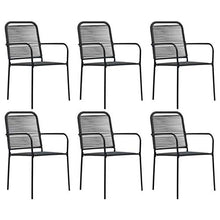 Qnotici 7 Parti Set da Pranzo da Giardino, mobili da Balcone, Tavolo da Pranzo, mobili da Giardino, Tavolo da Giardino, Set da Pranzo, Vetro Nero e Acciaio Tavoli: 150 x 80 x 74 cm