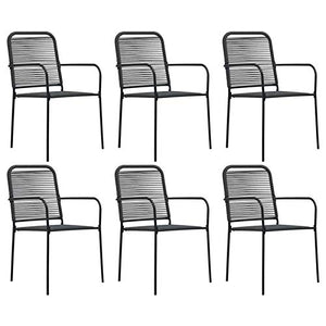 Qnotici 7 Parti Set da Pranzo da Giardino, mobili da Balcone, Tavolo da Pranzo, mobili da Giardino, Tavolo da Giardino, Set da Pranzo, Vetro Nero e Acciaio Tavoli: 150 x 80 x 74 cm