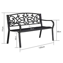 LXLH Panca da Giardino Sedia da Giardino panchina per Il Tempo Libero, panchine Metalliche per terrazza con braccioli e schienali, Poltrona da Veranda Impermeabile e antiruggine, può ospitare 2-3
