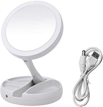 HMMN Specchio a LED Portatile Pieghevole, Specchio Trucco Illuminato LED a Due Lati Illuminato Specchio cosmetico Illuminato con Luce dimmerabile