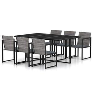 vidaXL Set da Pranzo per Esterni 7 pz con Cuscini in Polyrattan Grigio