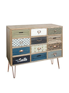 Tomasucci Kijo Cassettiera, 12 Cassetti, Legno, Multicolore, 113x40x95 cm