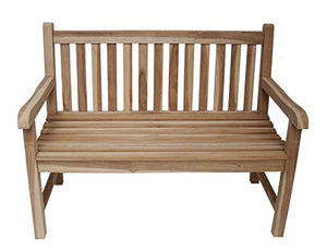 Ambientehome - Panchina da 2 posti, in teak massiccio, Makati, naturale, ca. 120 cm