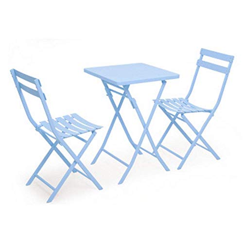Attrezzatura soggiorno Sgabello divano Brisk Set pieghevole Tavolo 2 sedie Mobili da giardino per giardino Balcone Veranda Outdoor Bistro Cafe Scrivania in metallo nordico per amici in chat (Colore