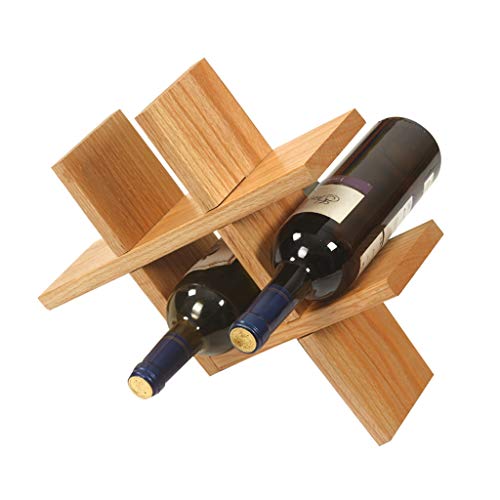 Supporto per ripiano Portabottiglie in legno massello Home Living Room Portabottiglie Decorazione Display creativo Griglia for bottiglia di vino Organizzatore di stoccaggio del vino ( Color : Beige )